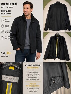 Marc New York Black Lightweight Field Jacket with Yellow Trim